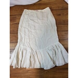 Eva Tralala White 100% Linen Midi Skirt Size Large